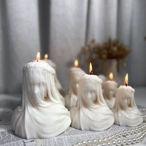 Small Veiled Lady Statue Candle